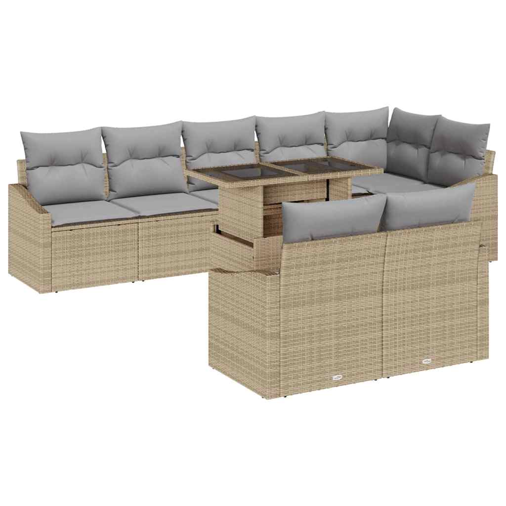 Trädgårdsoffset med kudde med lagring 9 pcs Beige och Ljusgrå