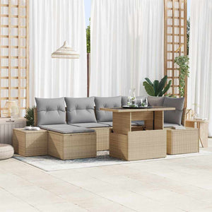 Trädgårdsoffset med lagring 7 pcs Beige Poly rattan