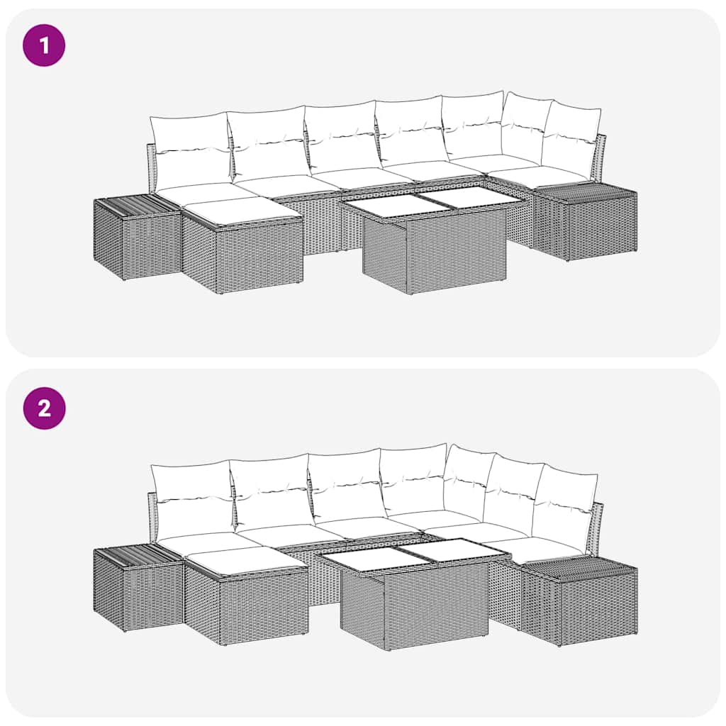 Trädgårdsoffset med lagring 8 pcs Brun Poly rattan
