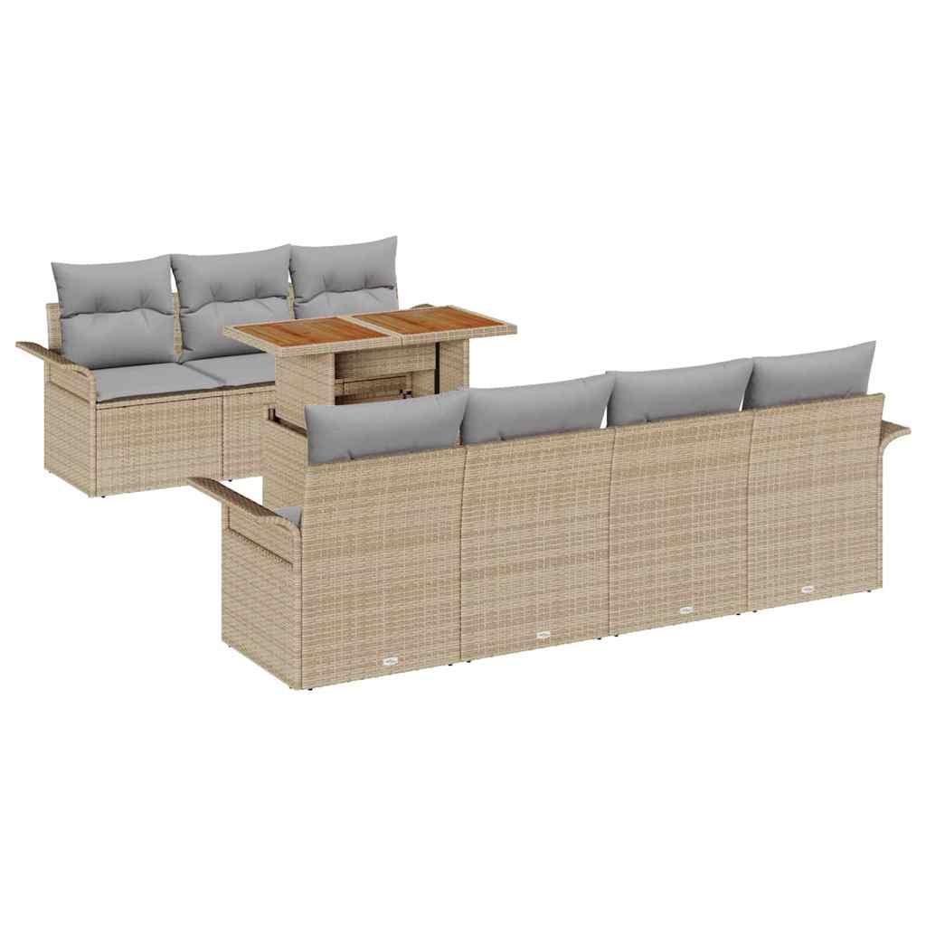 Trädgårdsoffset med lagring 8 pcs Beige Poly rattan