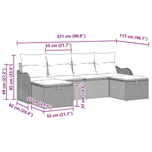 Soffset med kudde med lagring 6 pcs Svart konstrotting