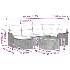 Trädgårdsoffset med kudde med lagring 7 pcs Svart Poly rattan