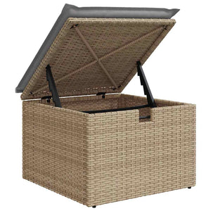 Trädgårdsoffset med kudde med lagring 7 pcs Beige Poly rattan
