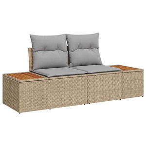 Trädgårdsoffset med kudde 6 pcs Beige Poly rattan