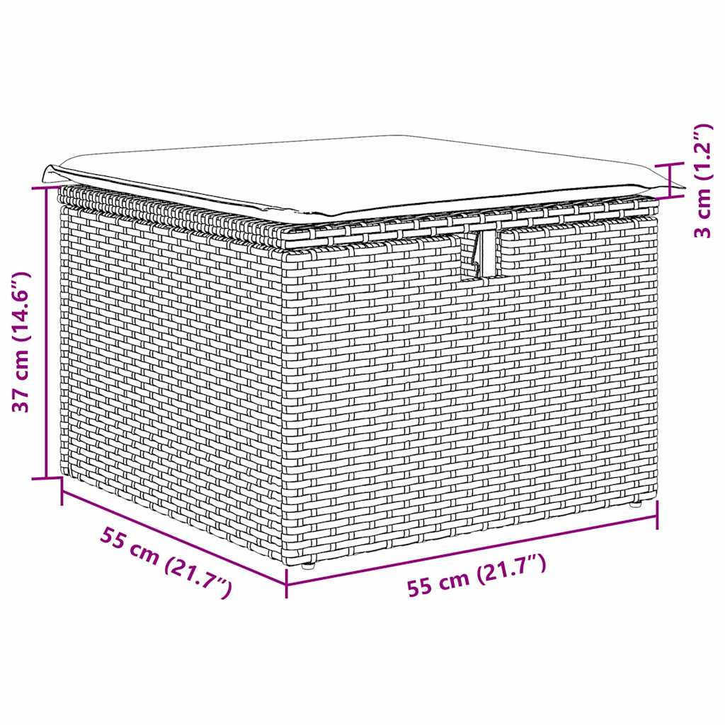 Trädgårdsoffset med kudde 8 pcs Svart Poly rattan