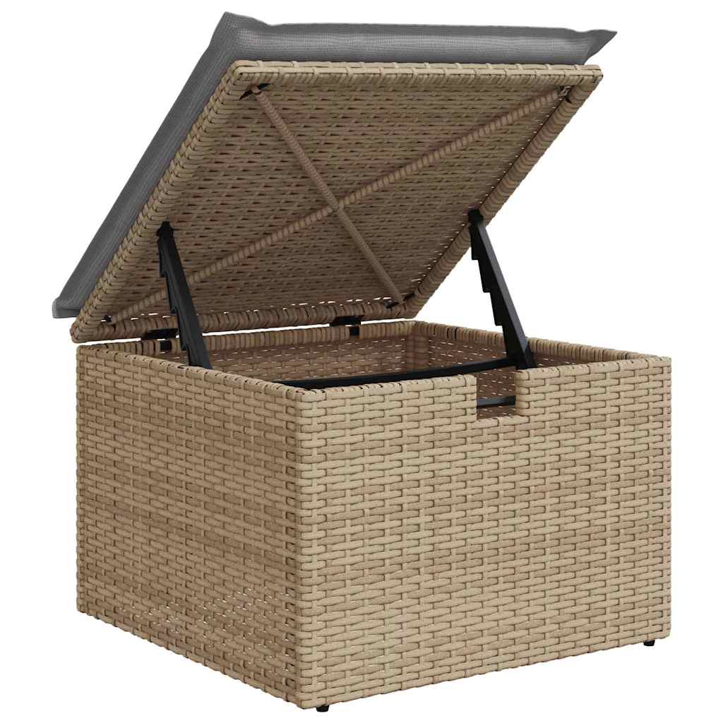 Trädgårdsoffset med kudde med lagring 7 pcs Beige Poly rattan