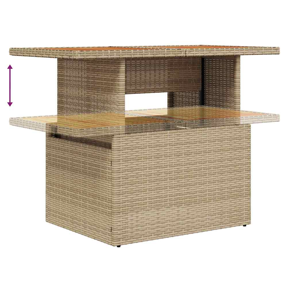 Trädgårdsoffset med kudde med lagring 9 pcs Beige Poly rattan