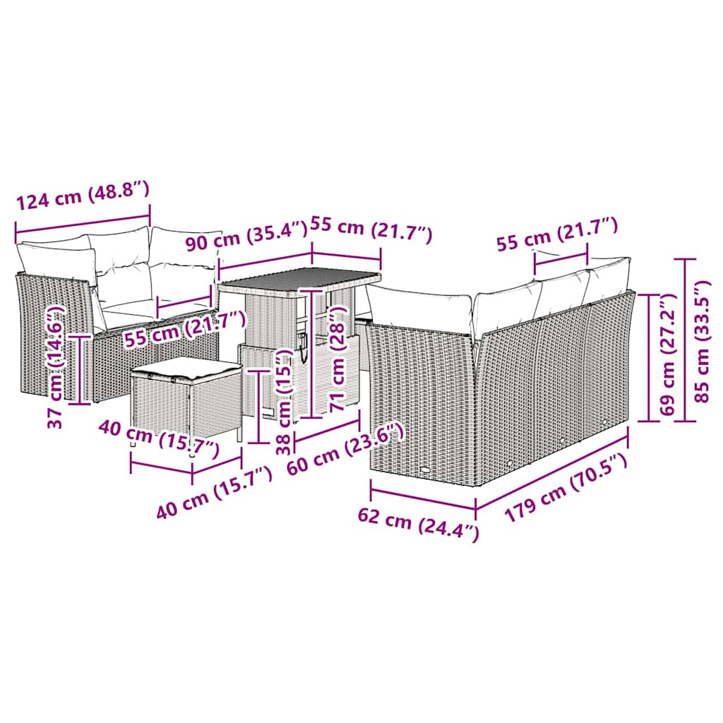 Trädgårdsoffset 8 pcs Svart konstrotting