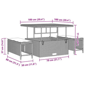 Trädgårdsoffset med kudde 12 pcs Beige Poly rattan