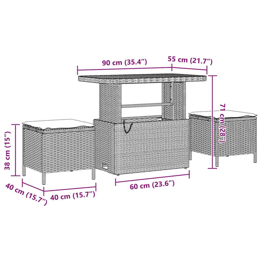 Trädgårdsoffset med kudde 12 pcs Beige Poly rattan
