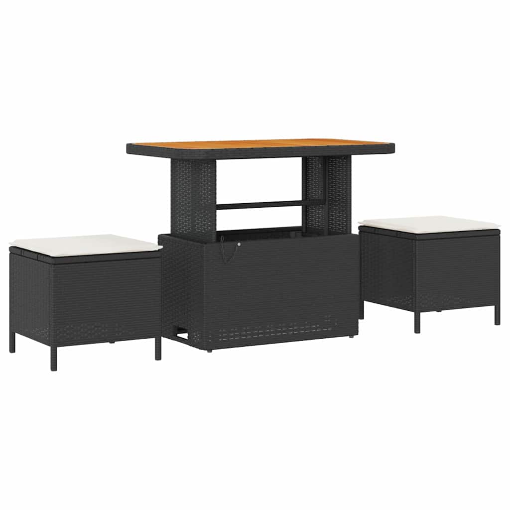 Trädgårdsoffset med kudde 13 pcs Svart Poly rattan