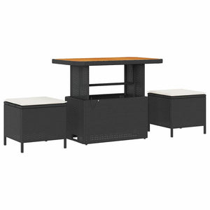 Trädgårdsoffset med kudde 8 pcs Svart Poly rattan