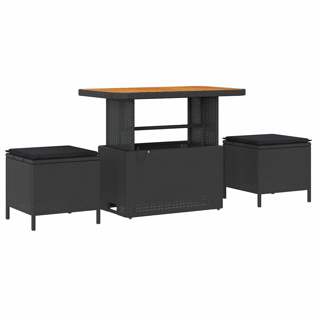 Trädgårdsoffset med kudde 8 pcs Svart Poly rattan