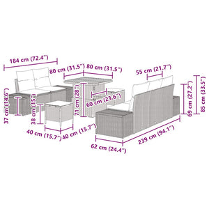 Trädgårdsoffset med kudde 8 pcs Svart Poly rattan
