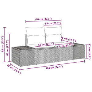 Trädgårdsoffset med kudde 8 pcs Svart Poly rattan