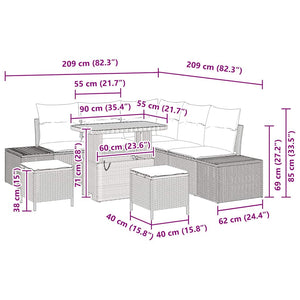 Trädgårdsoffset med kudde 8 pcs Svart Poly rattan