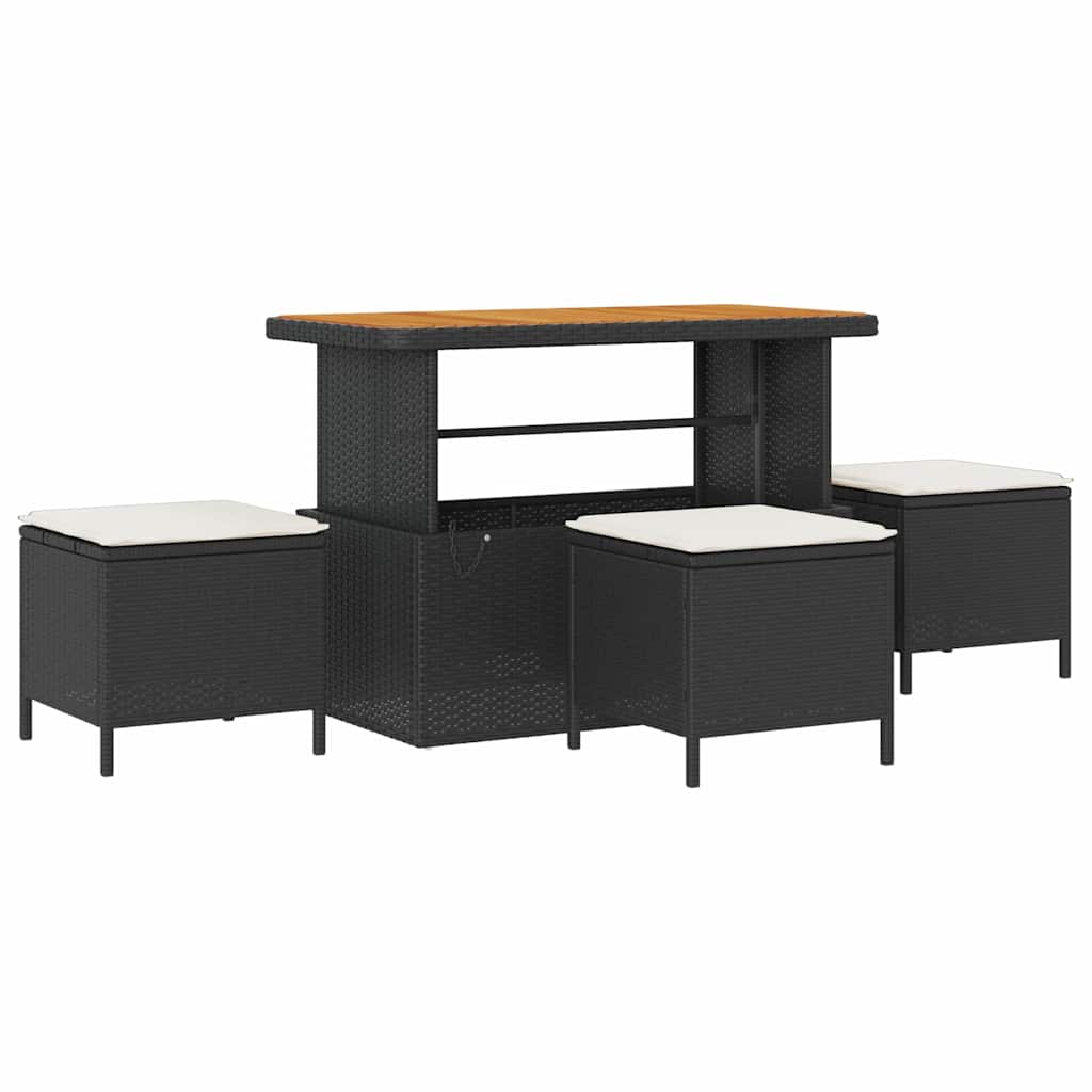 Trädgårdsoffset med kudde 9 pcs Svart konstrotting