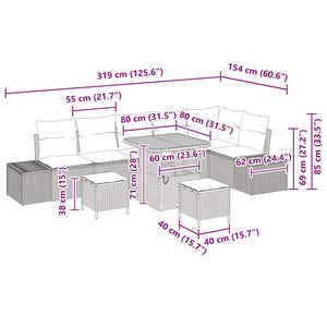 Trädgårdsoffset med kudde 9 pcs Svart konstrotting