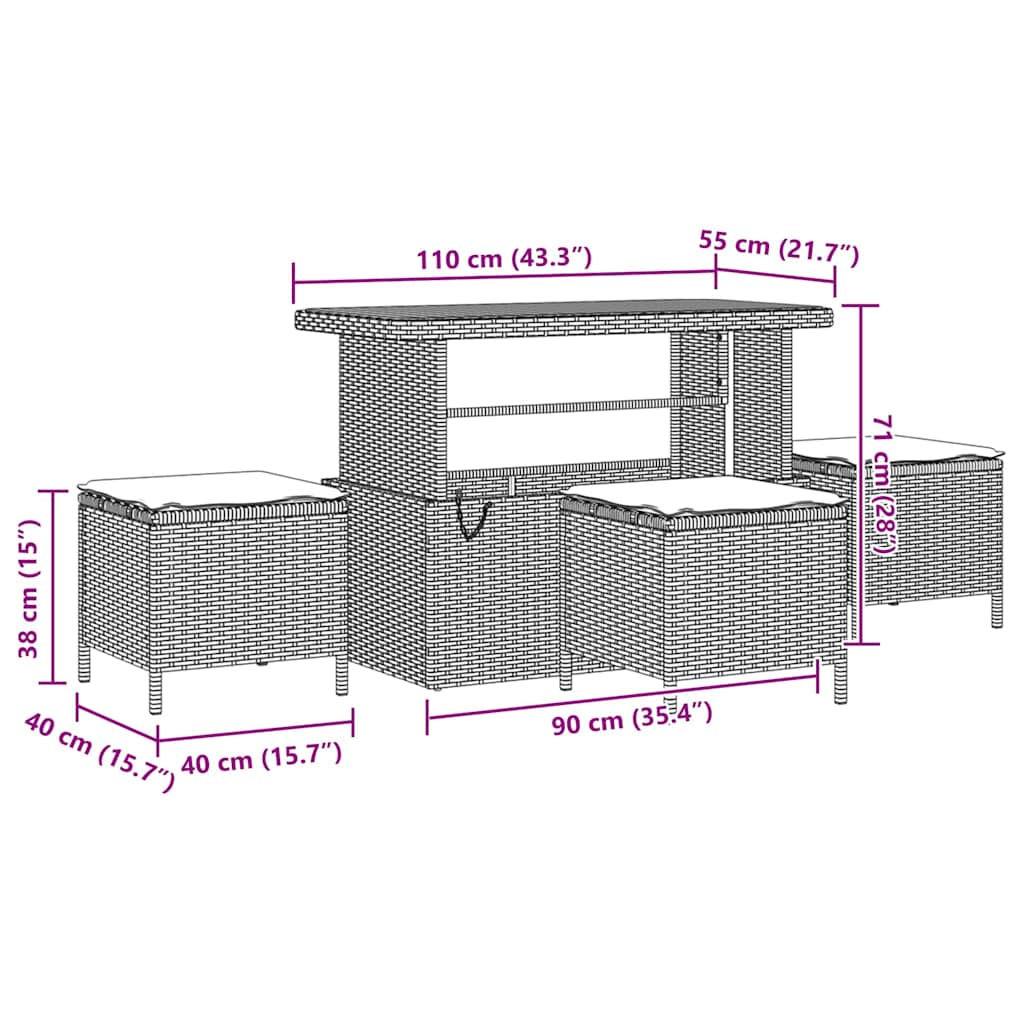 Trädgårdsoffset 13 pcs Beige konstrotting