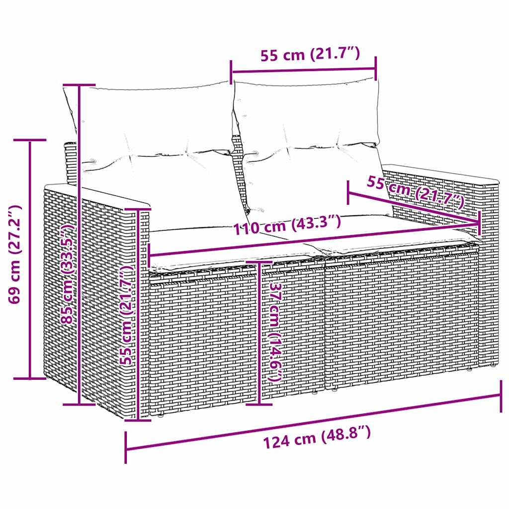 Trädgårdsoffset 9 pcs Svart konstrotting
