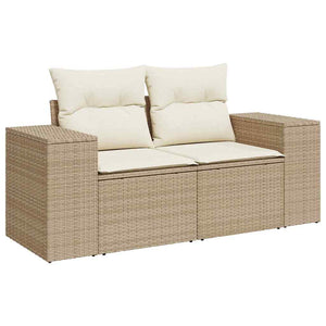 Trädgårdsoffset 10 pcs Beige och gräddfärgad Poly Rattan