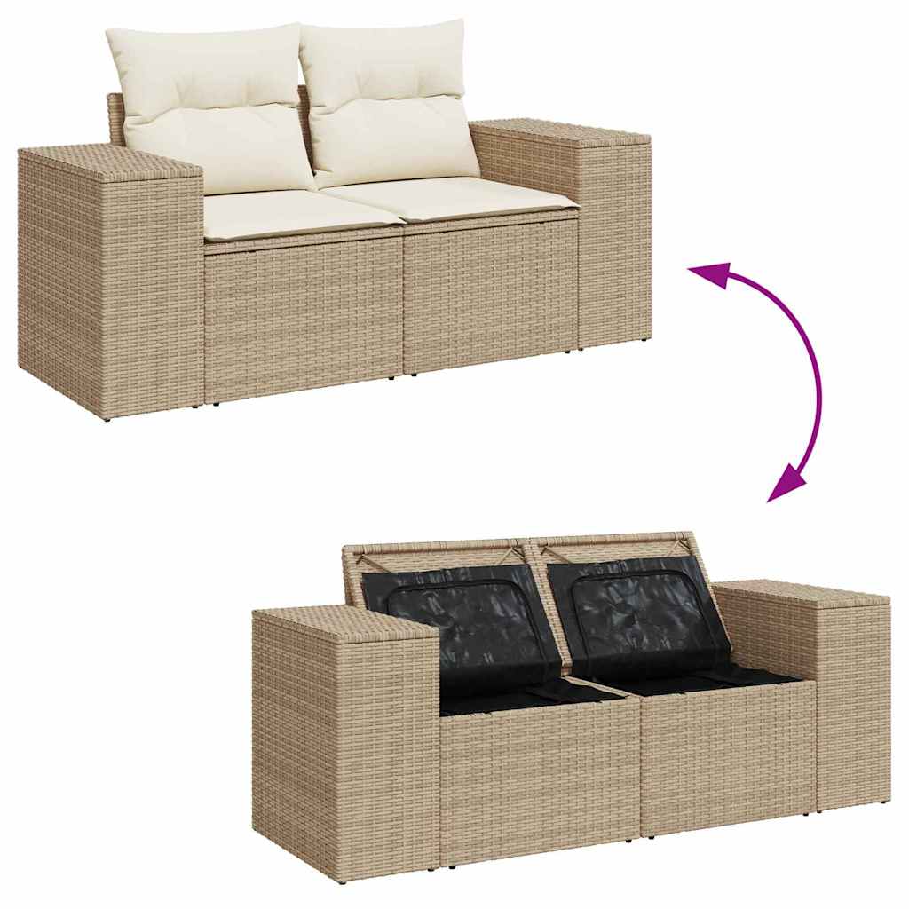 Trädgårdsoffset 10 pcs Beige och gräddfärgad Poly Rattan