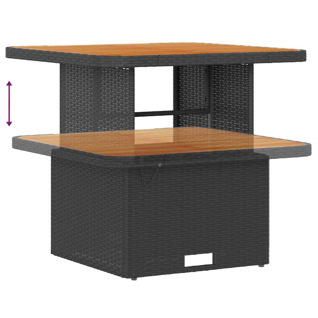 Trädgårdsoffset med kudde med lagring Svart Poly rattan