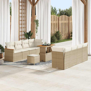 Trädgårdsoffset med kudde 11 pcs Beige Poly rattan