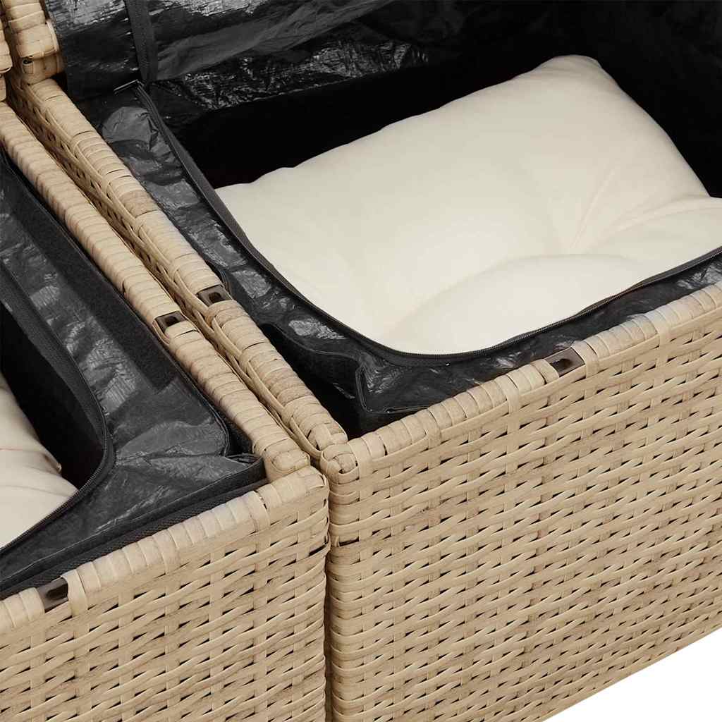 Trädgårdsoffset med kudde 8 pcs Beige Poly rattan