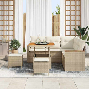 Trädgårdsoffset med kudde 8 pcs Beige Poly rattan