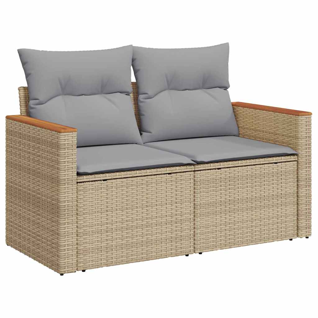 Trädgårdsoffset med kudde med lagring 12 pcs Beige Poly Rattan