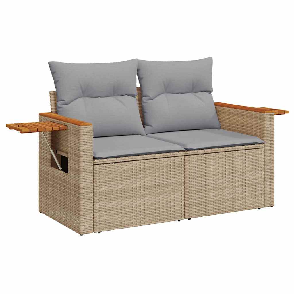 Trädgårdsoffset med kudde med lagring Beige Poly rattan