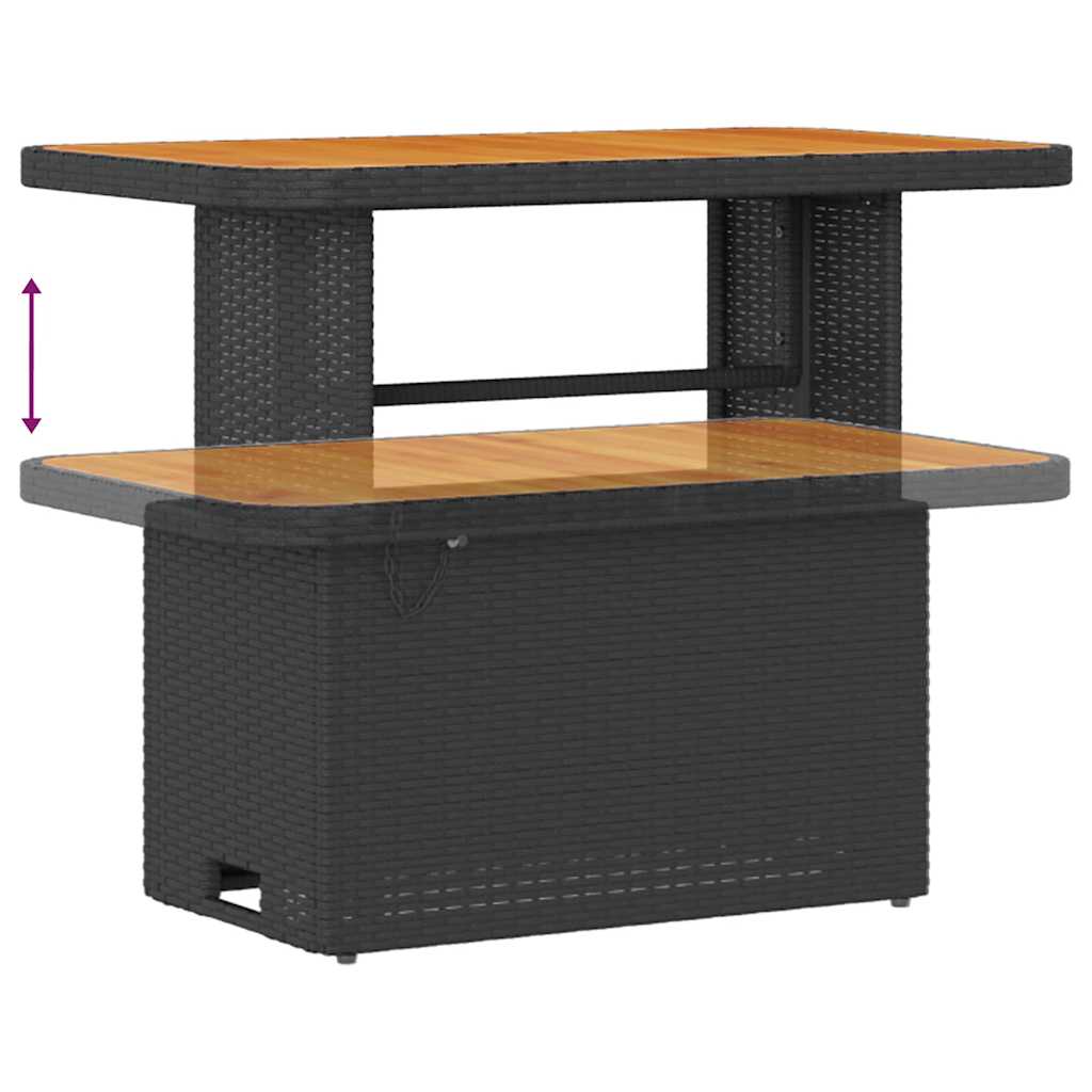 Trädgårdsoffset med kudde med lagring Svart Poly rattan