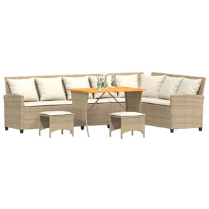 Soffgrupp för trädgården 4 delar med dynor L-formad beige