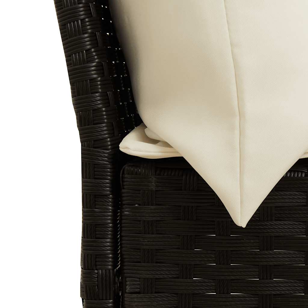 Loungegrupp för trädgården med dynor 5 delar svart konstrotting