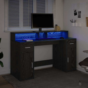 Skrivbord med låda Svart ek 140 x 55 x 91 cm Konstruerat trä