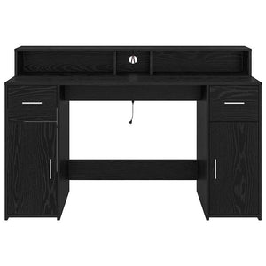 Skrivbord med låda Svart ek 140 x 55 x 91 cm Konstruerat trä