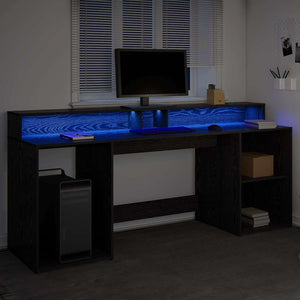 Skrivbord med låda Svart ek 200 x 55 x 91 cm Konstruerat trä