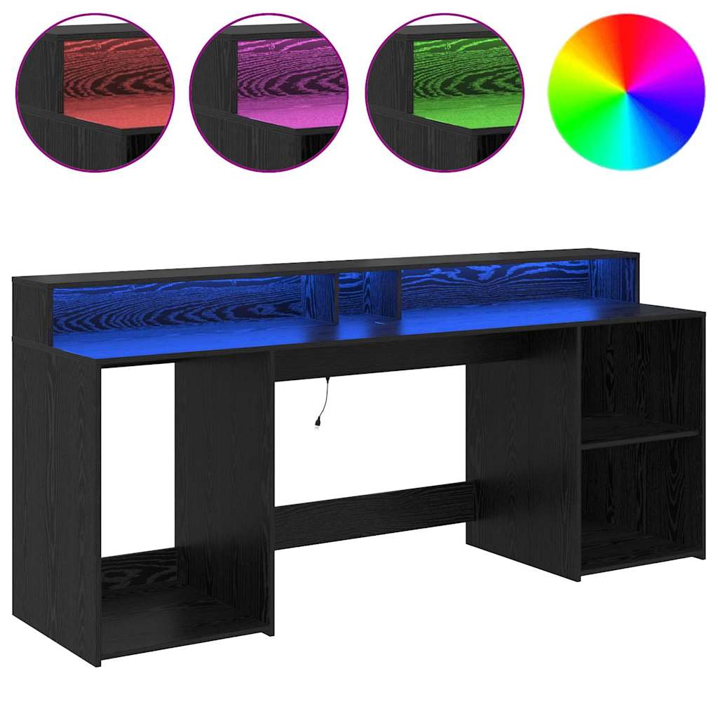 Skrivbord med låda Svart ek 200 x 55 x 91 cm Konstruerat trä