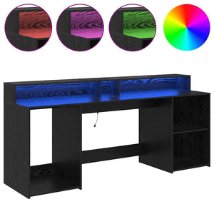 Skrivbord med låda Svart ek 200 x 55 x 91 cm Konstruerat trä