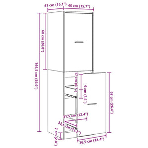 Apoteksskåp Svart ek 40 x 41 x 144.5 cm Konstruerat trä