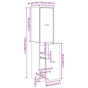 Apoteksskåp Svart ek 40 x 41 x 174.5 cm Konstruerat trä