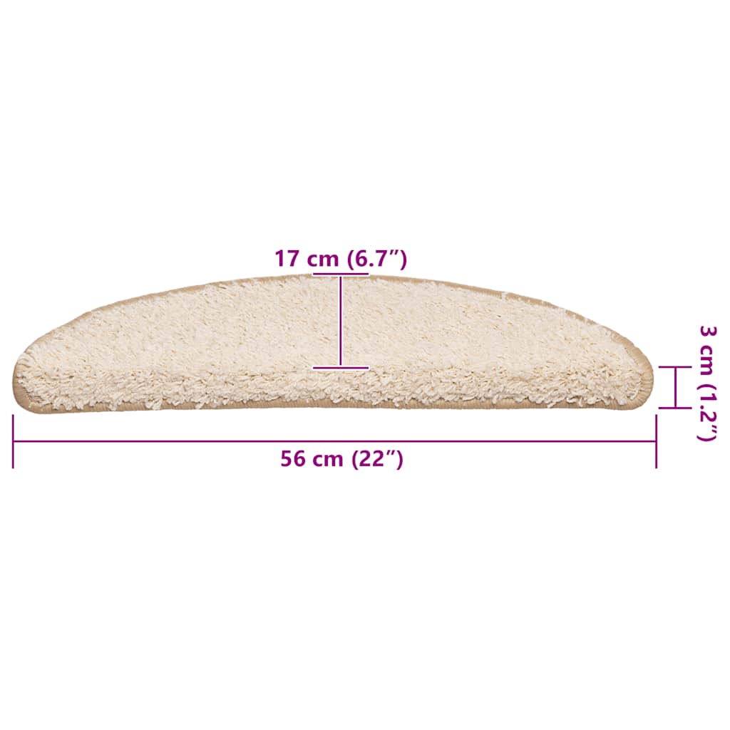 Trappmattor 20 st 56x17x3 cm krämfärgade halvrunda