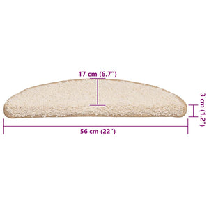 Trappmattor 20 st 56x17x3 cm krämfärgade halvrunda