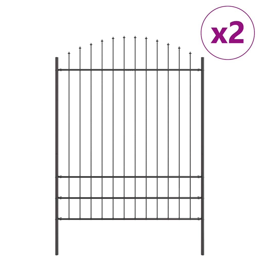 Trädgårdsstängsel 2 pcs Grå 170 x 225 cm Pulverlackerat stål