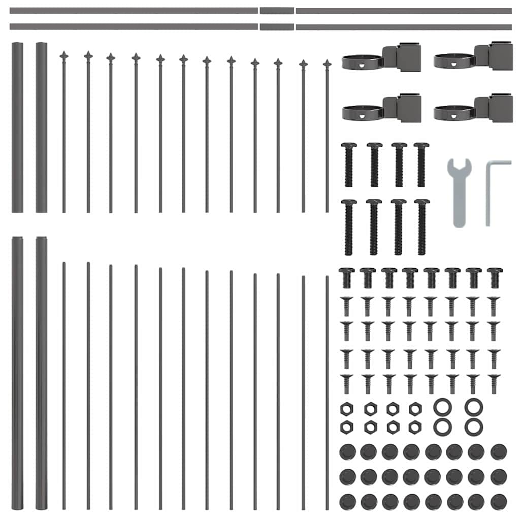 Trädgårdsstängsel 4 pcs Grå 170 x 165 cm Pulverlackerat stål