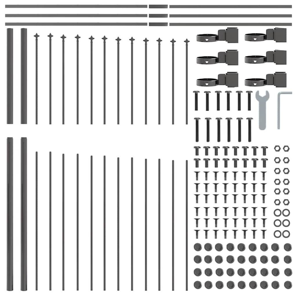 Trädgårdsstängsel 6 pcs Grå 170 x 215 cm Pulverlackerat stål