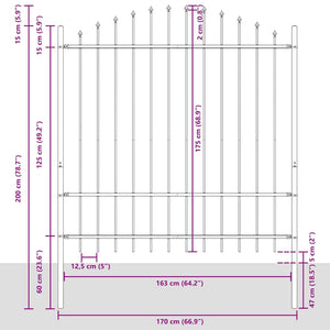 Trädgårdsstängsel 6 pcs Grå 170 x 215 cm Pulverlackerat stål