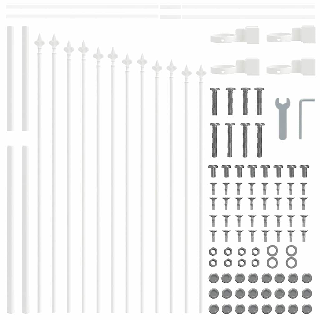 Trädgårdsstängsel 2 pcs Vit 170 x 140 cm Pulverlackerat stål