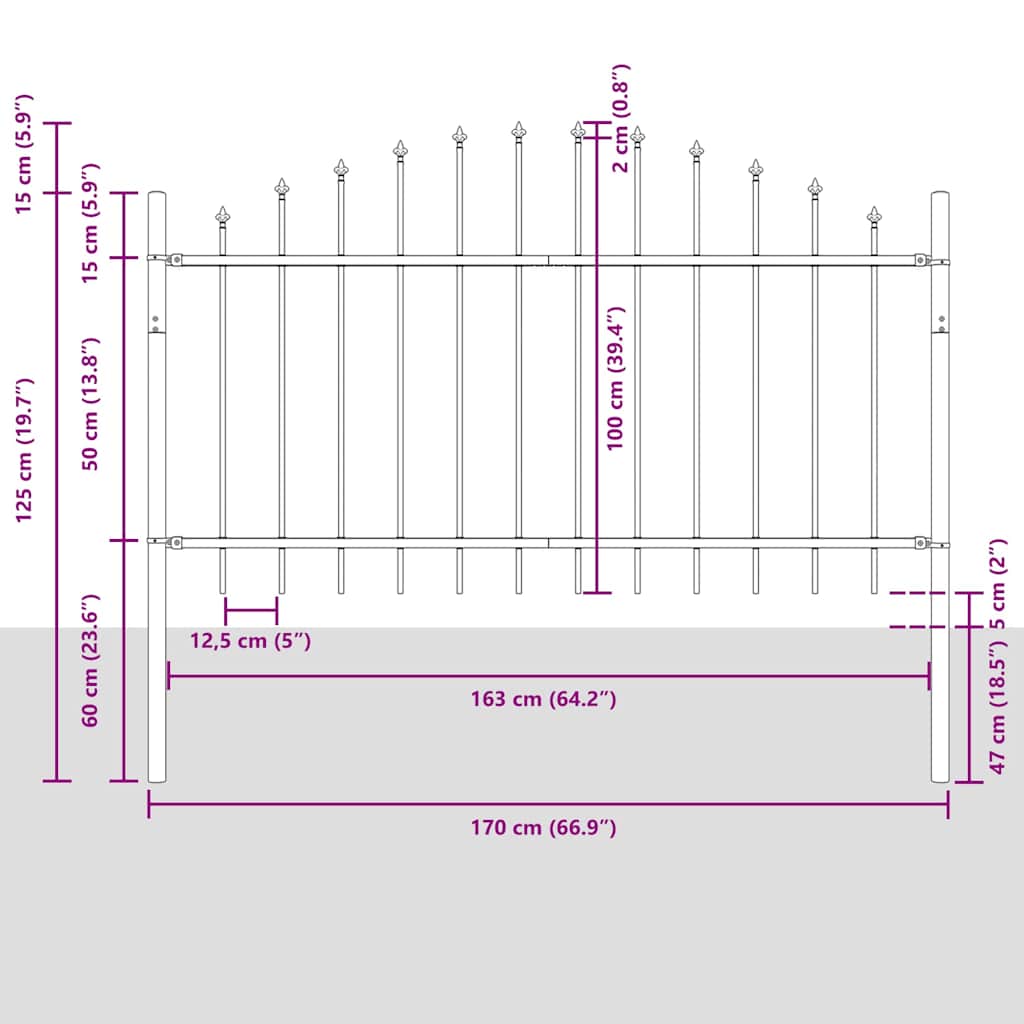 Trädgårdsstängsel 2 pcs Vit 170 x 140 cm Pulverlackerat stål